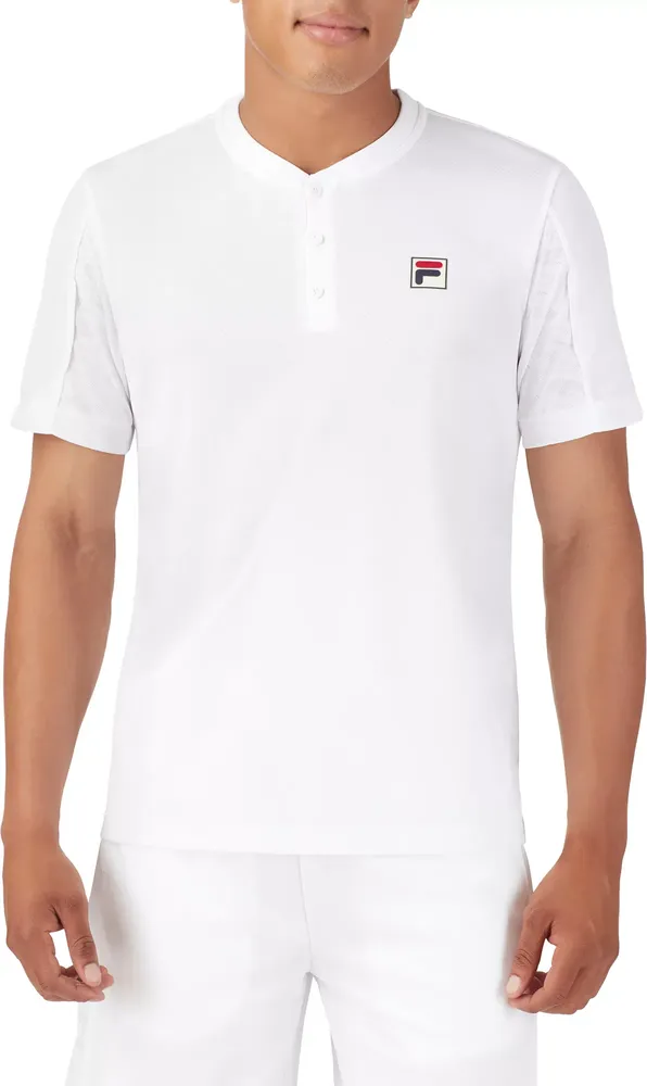 FILA Men's White Line Short Sleeve Henley