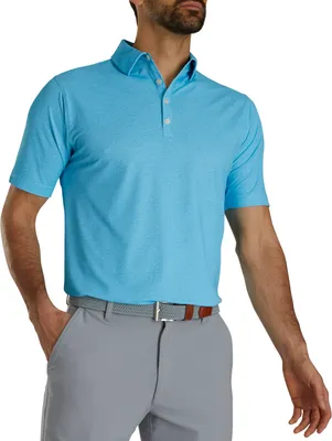 FootJoy Men's Texture Print with Trim Stretch Pique Self Collar Polo