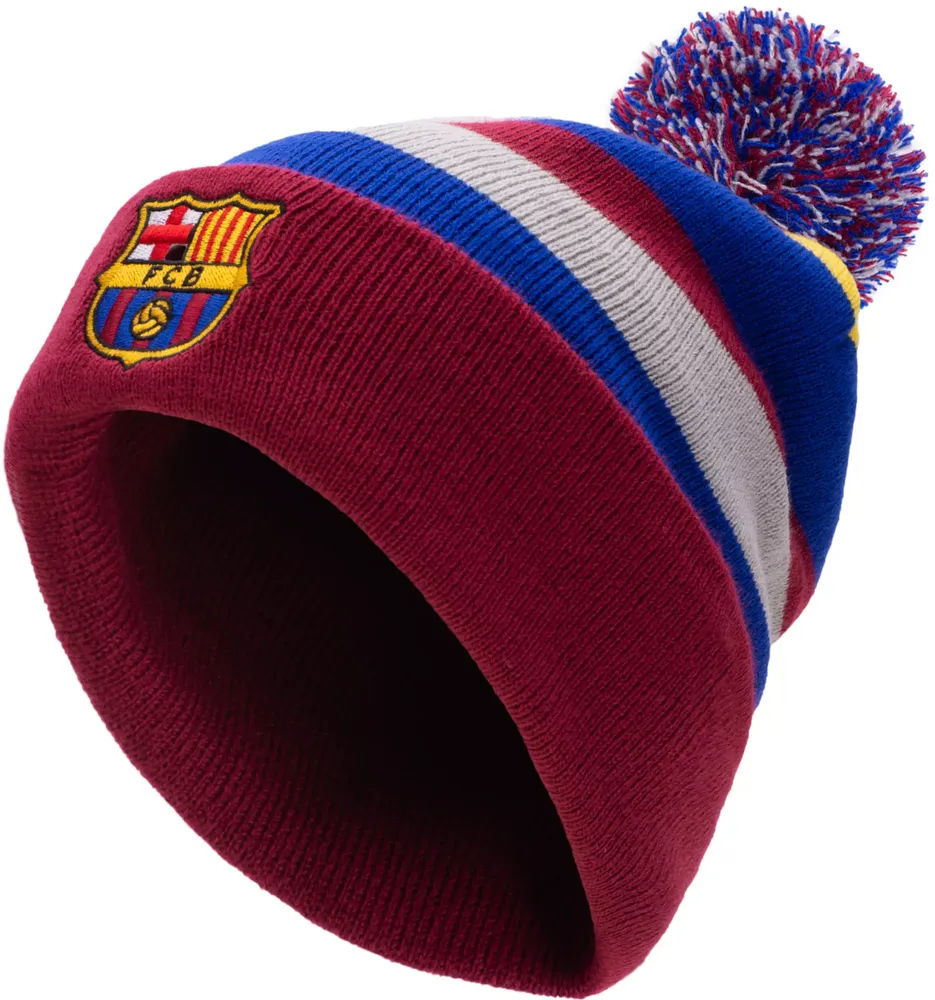 Fan Ink Adult FC Barcelona 2023 Aspen Maroon Pom Knit Beanie