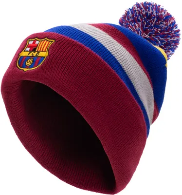 Fan Ink Adult FC Barcelona 2023 Aspen Maroon Pom Knit Beanie