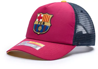 Fan Ink Adult FC Barcelona 2023 Aspen Red Trucker Hat