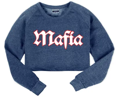 Where I'm From Buffalo Navy Mafia Fleece Cropped Crewneck Sweater