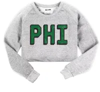 Where I'm From Women's Philadelphia Eagle Grey City Code Cropped Fleece Sweatshirt