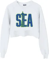 Where I'm From Seattle Off White Needle Crewneck Fleece Sweatshirt