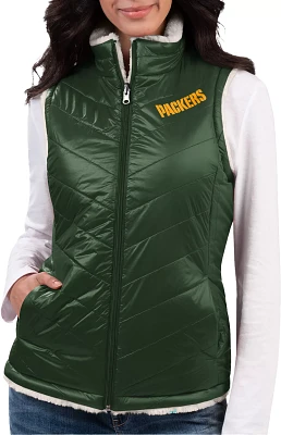 G-III for Her Women's Green Bay Packers Tailgate Reversible Green Vest