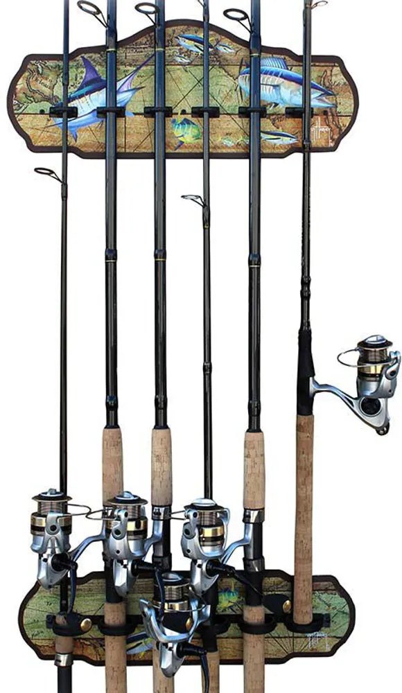 Rush Creek Guy Harvey Ancient World Map Fishing Wall Storage Rack Rod Holder