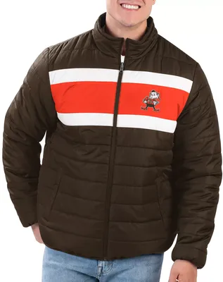 G-III Men's Cleveland Browns Brown Baseline Reversible Full-Zip Jacket