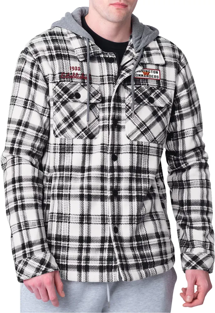 G-III Men's Washington Commanders Pickoff Plaid Black Sherpa Jacket