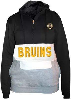 Profile Varsity Big & Tall Boston Bruins Team Black Quarter-Zip Pullover Hoodie