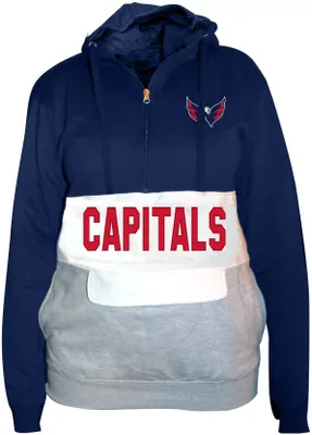 Profile Varsity Big & Tall Washington Capitals Team Navy Quarter-Zip Pullover Hoodie