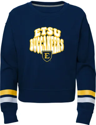 Gen2 Little Girls' East Tennessee State Buccaneers Navy 70's Crewneck Sweatshirt