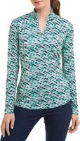 EP New York Women's Long Sleeve Quarter Zip UV Geo Print Top