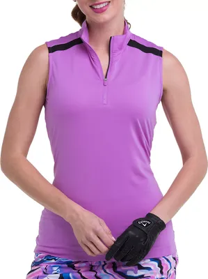 EP New York Women's Sleeveless Zip Mock Polo