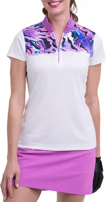 EP New York Women's Short-Sleeve Split Zip Mock Polo