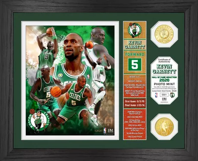 Highland Mint Boston Celtics Kevin Garnett Hall Of Fame Banner Bronze Coin Photo Frame