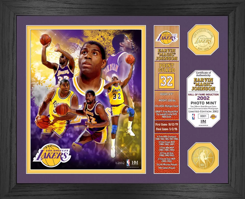 Highland Mint Los Angeles Lakers Magic Johnson Hall Of Fame Banner Bronze Coin Photo Frame