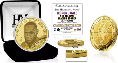 Highland Mint Lebron James Los Angeles Lakers NBA All-Time Leading Scorer Gold Coin