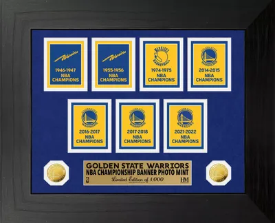 Highland Mint Golden State Warriors 7x Champions Deluxe Banner & Gold Coin Collection