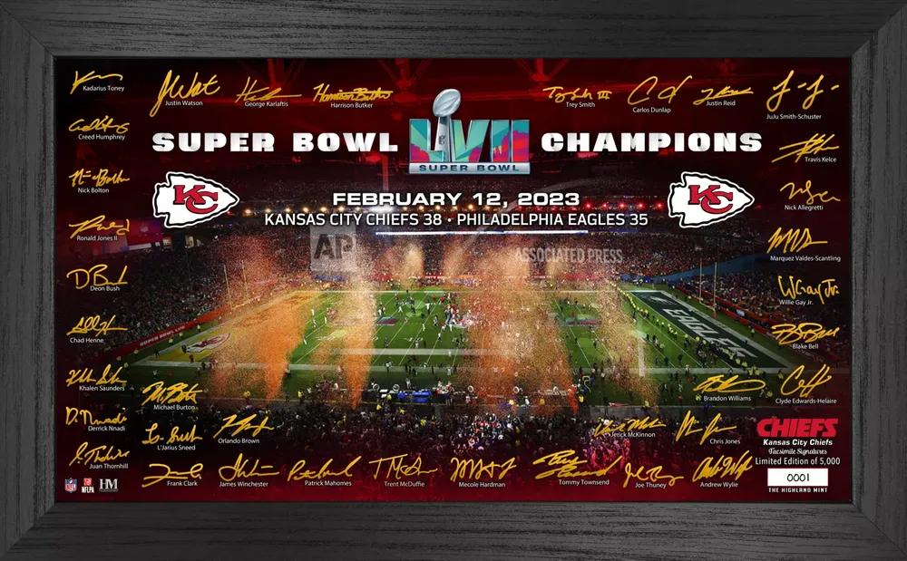 Highland Mint Super Bowl LVII Champions Kansas City Chiefs Signature Gridiron Frame