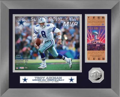 Highland Mint Dallas Cowboys Troy Aikman Super Bowl® XXVII MVP Silver Coin Ticket Photo Mint