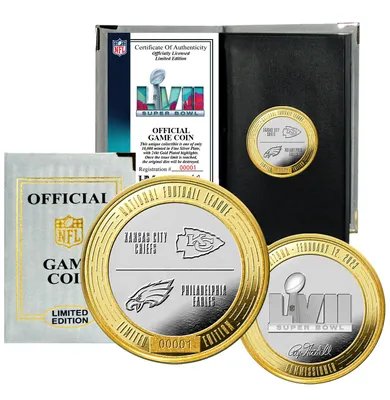 Highland Mint Super Bowl LVII Bound Kansas City Chiefs Vs. Philadelphia Eagles Gold and Silver 2-Tone Flip Coin