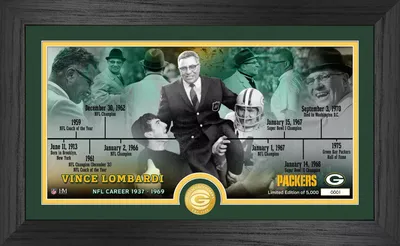 Highland Mint Green Bay Packers Vince Lombardi Career Timeline Bronze Coin Photo Pano Mint