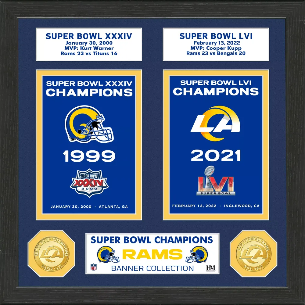 Highland Mint Los Angeles Rams Super Bowl Banner and Bronze Coin Collection