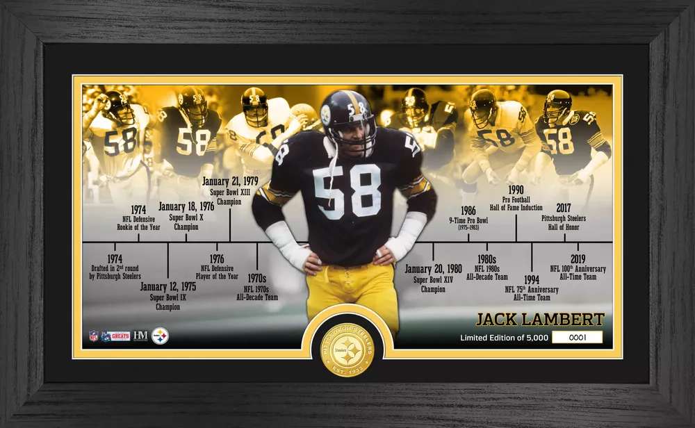 Highland Mint Pittsburgh Steelers Jack Lambert Career Timeline Bronze Coin Photo Pano Mint