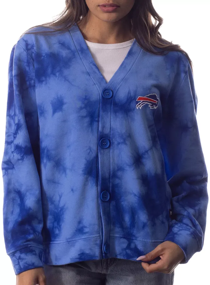 The Wild Collective Women's Buffalo Bills Tie Dye Blue Cardigan