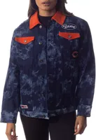 The Wild Collective Women's Chicago Bears Tie Dye Denim Navy Jacket