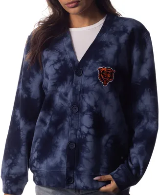 The Wild Collective Women's Chicago Bears Tie Dye Navy Cardigan