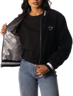 The Wild Collective Women's Dallas Cowboys Grey Reversible Sherpa Bomber Jacket