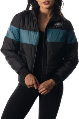 The Wild Collective Women's Philadelphia Eagles Black Hooded Puffer Jacket