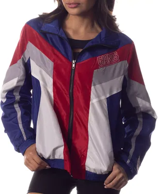 The Wild Collective Women's New York Giants Colorblock Blue Track Jacket
