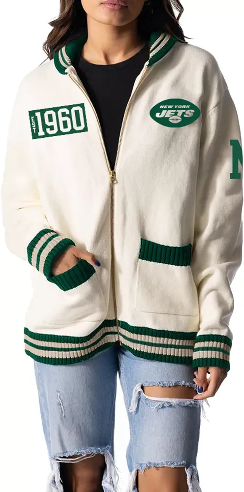 The Wild Collective Adult New York Jets Full-Zip Knit Sweater