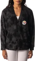 The Wild Collective Women's Pittsburgh Steelers Tie Dye Black Cardigan