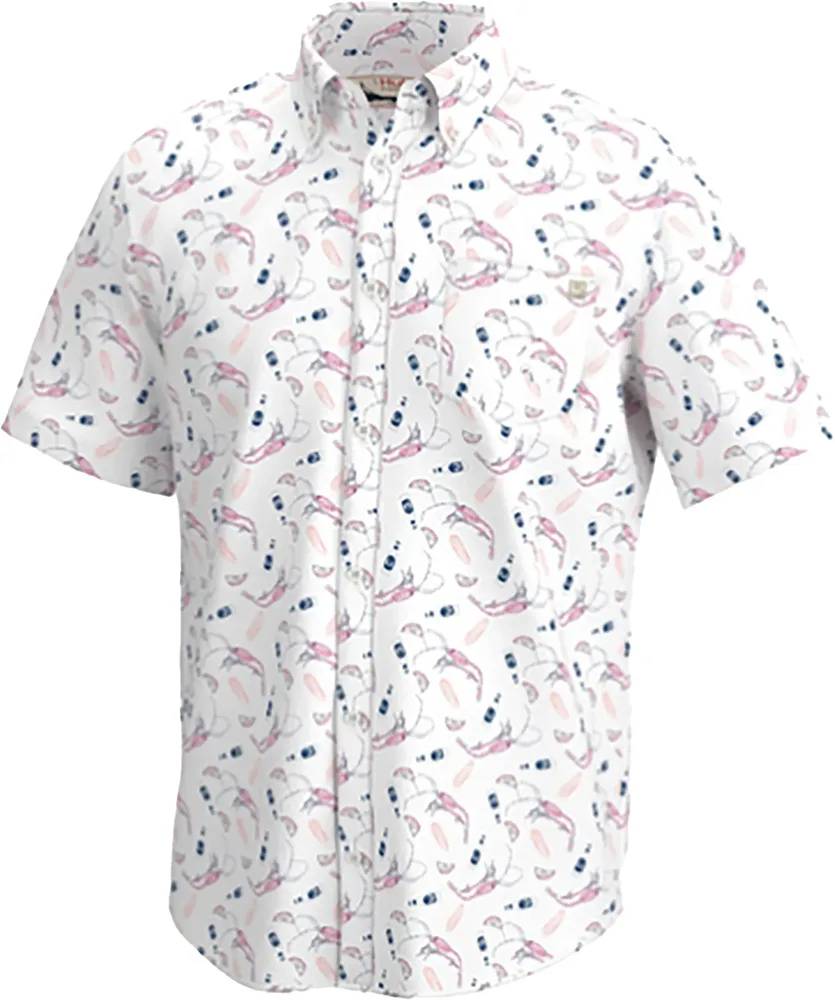 HUK Men's Kona Shrimp Boil Button Down Shirt