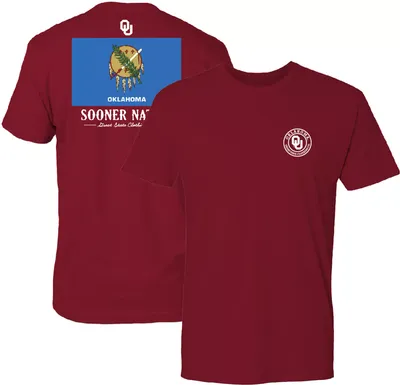 Great State Clothing Men's Oklahoma Sooners Crimson Washed Flag T-Shirt
