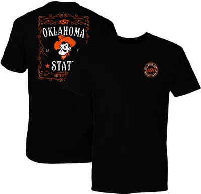 Great State Clothing Men's Oklahoma Cowboys Black Whiskey Label T-Shirt