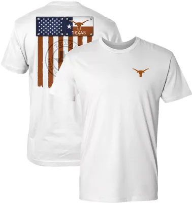 Great State Clothing Men's Texas Longhorns White Vintage Flag T-Shirt