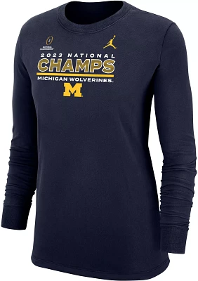 Jordan Women's 2023 College Football National Champions Michigan Wolverines Navy Long Sleeve T-Shirt