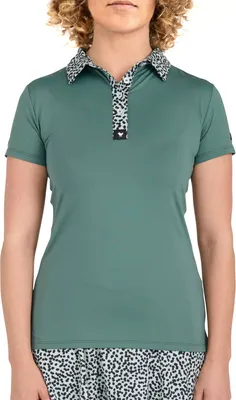 Bad Birdie Women's Short Sleeve Mint Chip Color Block Golf Polo