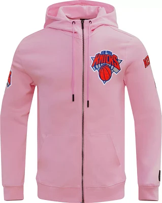 Pro Standard Men's New York Knicks Pink Chenille Full Zip Hoodie