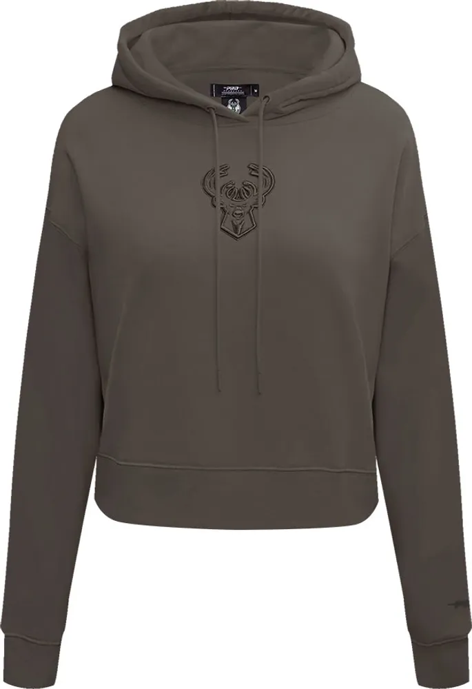 Pro Standard Women's Milwaukee Bucks Dark Khaki Cropped Hoodie