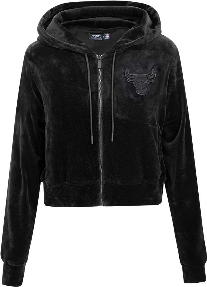 Pro Standard Women's Chicago Bulls Black Velour Full Zip Hoodie