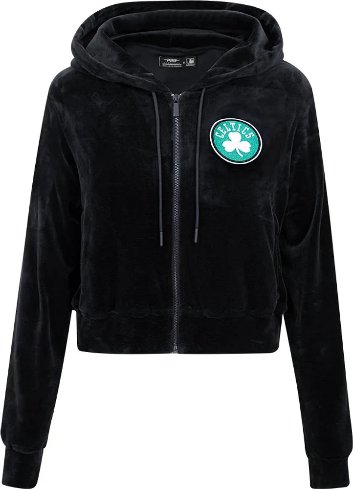 Pro Standard Women's Boston Celtics Black Velour Full Zip Hoodie