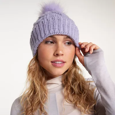 CALIA Women's Cable Knit Pom Beanie