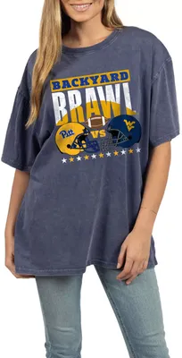 chicka-d Women's Pitt Panthers vs. West Virginia Mountaineers 2023 Backyard Brawl Blue The Band T-Shirt