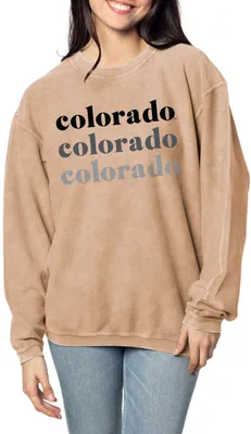 chicka-d Women's Colorado Buffaloes Brown Corded Crewneck Sweatshirt