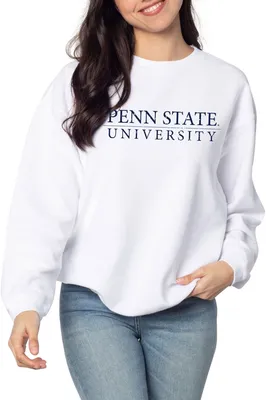 chicka-d Women's Penn State Nittany Lions White Corded Crewneck Sweatshirt